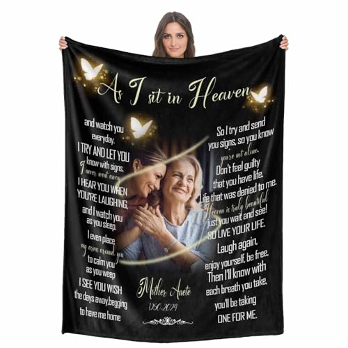 Custom Memorial Blanket with Photo - Sympathy Gift for Loss of Loved One - color: Style 14