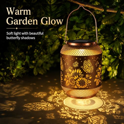 Butterfly Solar Lantern Outdoor Hanging Solar Garden Light Gifts for Women - color: Butterfly