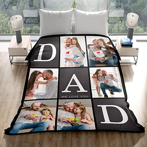 Printwoo Gifts for Dad Customized Blanket with Photo, Make a Personalized Fathers Day Blankets with Picture to My Dad Custom Memories Souvenir Throw Blanket for Best Daddy Ever - color: 6 Photo-3
