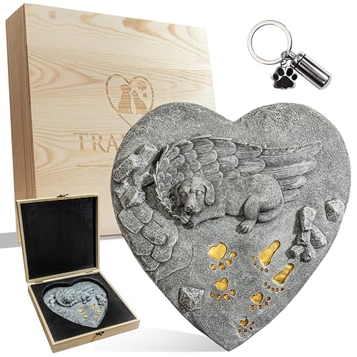 Dog Memorial Stone for Loss of Dog Sympathy Gift, Remembrance Gift with Keychain, Pet Memorial Stone for Dogs - Outdoor Grave Marker for Garden, Pet Grave
