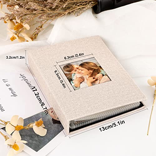 Ywlake Photo Album 4x6 50 Pockets 2 Packs, Small Mini Capacity Linen Photo Album Bulk Sets, Each Pack Holds 50 Top Loader Vertical Only Picture for Kids Boy Girls Beige - color: Beige, size: 50 Pockets/2PK