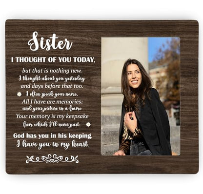Sister Memorial Picture Frame, Sympathy Wooden Photo Frame Gifts for Loss of Sister, 4x6 inch Photo - style: Sister Memorial