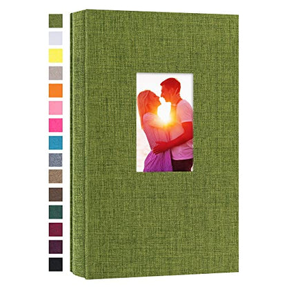 potricher Linen Photo Album for 4x6 Inch Photos, 300 Pockets, Green | Linen Cover, Small Capacity 4x6 Picture Albums with Horizontal Pockets, 4x6 Photo Book for Family, Wedding, Baby, Anniversary - color: Green