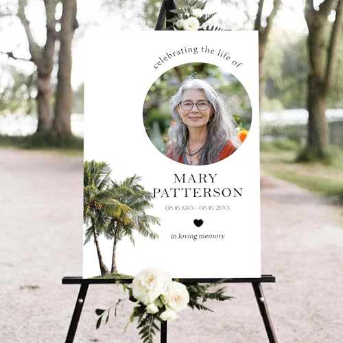 Personalized Elegant Celebration Of Life Welcome Sign, Memorial Picture Board, Celebration Of Life Decoration Yard Sign, Celebration Of Life Photo Displays, Memory Board For Pictures, Coconut Tree #2 - color: Version2