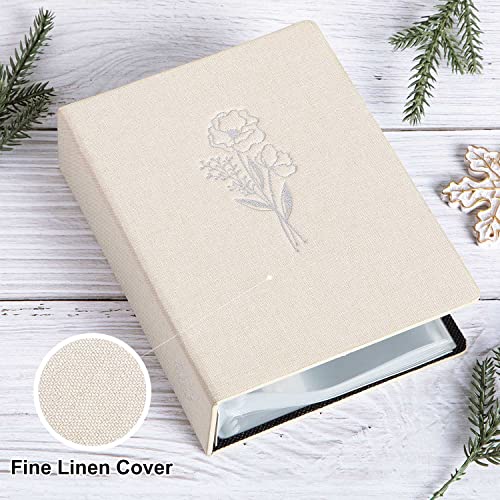 Lanpn Photo Album 4x6 50 Pictures 2 Packs, Small Mini Capacity Linen Photo Book Sets, Each Pack Holds 100 Top Loader Vertical Only Picture for Kids Boy Girls Beige - color: Beige, size: 50 Pockets/2PK