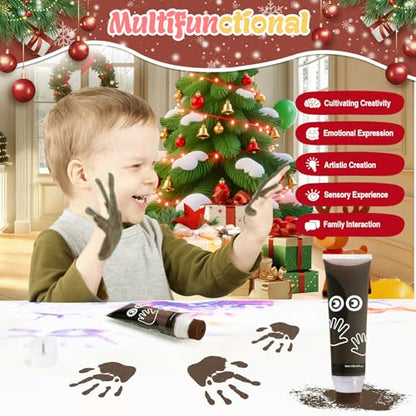 Nabance 2.54 fl oz Brown Baby Hand and Footprint Friendly Paint, Dog Cat Paw Print Safe Paint, Non-Toxic Acid-Free, Safe Gentle for Home School Christmas New Year DIY Keepsake Stamp - color: Brown