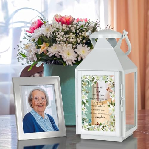 Memorial Lantern - Bereavement Sympathy Gifts for Loss of Loved Ones - Mother, Father, Grandpa, Grandma Remembrance Gifts - color: Those We Love White