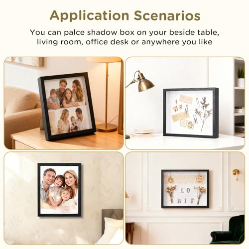 2 Pack Shadow Box Frame 11"x 14" - Wood Deep Shadowbox with Glass - size: 11×14-2pcs-black