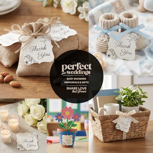 50 Plantable Thank You Seed Paper Tags with Wildflower Seeds - style: 50 B&W Thank You Tags