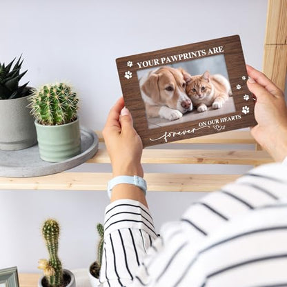 Pet Memorial Frame, Cat Dog Memorial Photo Frame for Pet Owner, Remembrance Gifts Sympathy Gifts for Loss Of Pet Dog Cat, 4x6 Wood Photo Frame, Home Bedroom Office Shelf Table Decor -009