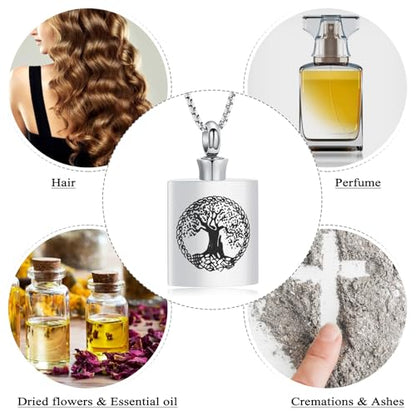Oinsi Beer Bottle Cremation Jewelry for Ashes Stainless Steel Cylinder Tube Memorial Urn Necklace Keepsake Pendant Jewelry for Human Ashes with Filling Kits - color: B-Silver