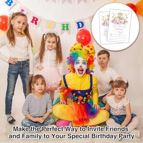 Birthday Invitations - Princess Tea Party Birthday Invites with Envelopes(25-Count) - Floral Brunch Fill-in Party Invite Cards for Girls Kids Party Supplies Favors - A11 - style: Princess Tea Party