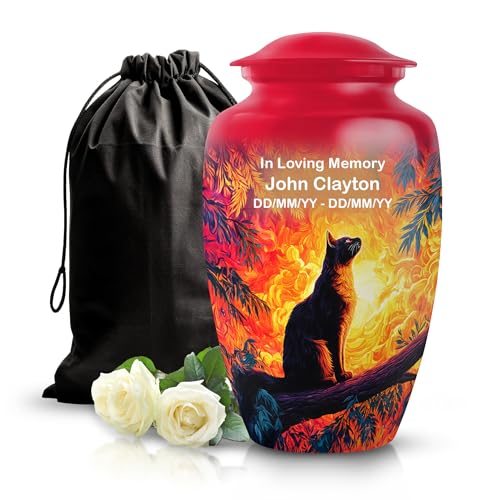 Custom Cat Urn for Ashes Urns for Human Ash Adult Man 10 Inch Large | Urns for Human Ash Adult Man, Personalized Urn for Mom & Dad Ash, Urns for Ashes Adult Female - color: Cls-cat-1