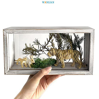 Shadow Photo Frame,Wooden Double-Sided High-Definition Plexiglass Storage Box, DIY Display Box, Suitable for Dried Flowers, Specimens, Handicrafts, Baby Souvenirs and Photos (Rustic White) - color: Rustic White