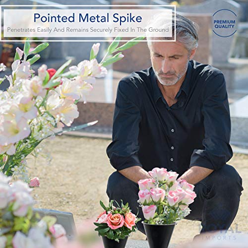 Royal Imports Cemetery Vases for Grave 10" Medium, 1.9" Spikes Set of 2 - size: Medium - No Foam