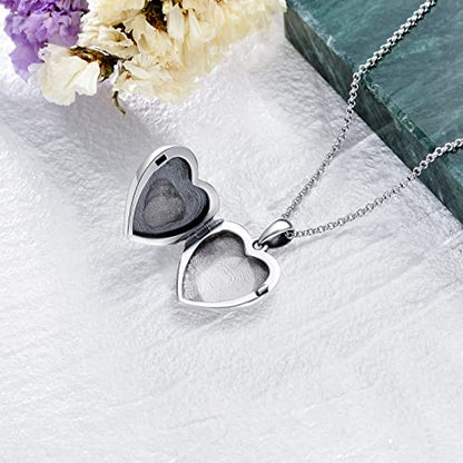 SOULMEET Personalized Butterfly Locket Necklace That Holds Up to 2 Pictures, Memorial Insects Silver Butterfly Photo Locket Custom Any Photo Healing Gift - color: G-Crystal Blue, style: Locket Necklace Only