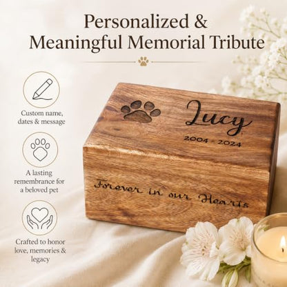 Personalized Wooden Tree of Life Cremation Urn for Human & Pet Ashes, Handmade Wood Memorial Funeral Burial Urn Box for Adults, Male/Female, Custom Sizes 6"x4"x3" to 11"x7"x4" (40–250 lbs Capacity)