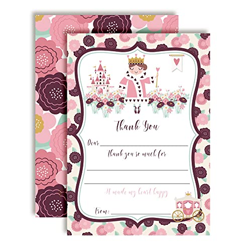 Amanda Creation Queen of Hearts Royalty Themed Birthday Party Thank You Notes, Ten 4" x 5.5" Fill-In the Blank Cards with 10 White Envelopes - style: Queen of Hearts Royalty