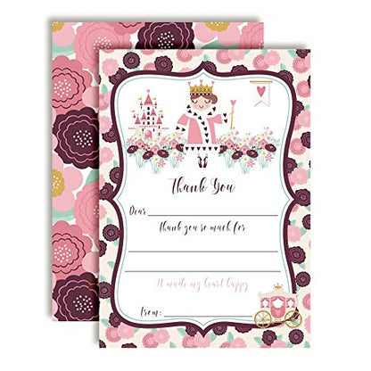 Amanda Creation Queen of Hearts Royalty Themed Birthday Party Thank You Notes, Ten 4" x 5.5" Fill-In the Blank Cards with 10 White Envelopes - style: Queen of Hearts Royalty