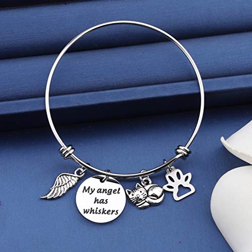 bobauna Pet Memorial Keychain My Angel Has Whiskers Pet Loss Jewelry Sympathy Loss Of Cat Gift For Cat Lover Family Friend - color: Cat Whiskers Bracelet