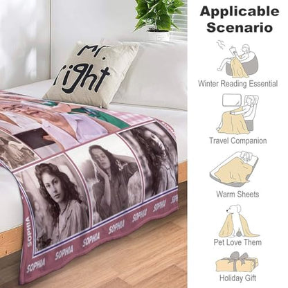 Artsadd Personalized Blanket in Memory of Mother Father, Custom Throws with Picture Text Name, Memorial Gift for Loss of Loved One,Remembrance Gift - color: Multi Photos+multi Names 01