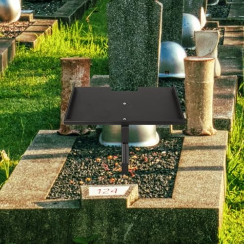 Yardwe Heavy Duty Grave Marker Stand for Cemetery Memorial Plaques Iron Metal Holder for Loved Ones and Pets with Flower Bouquet Tube 12X11 Inch Durable Outdoor Memorial Sign Stake