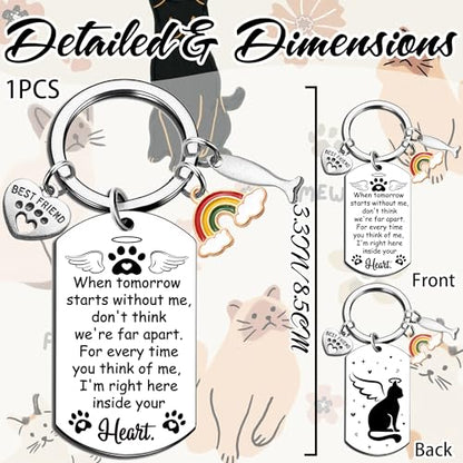 Pet Memorial Gifts for Dogs Cats - Loss of Cat Dog Sympathy Gift Rainbow Bridge Paw Keychain for Women Men Pet Lovers