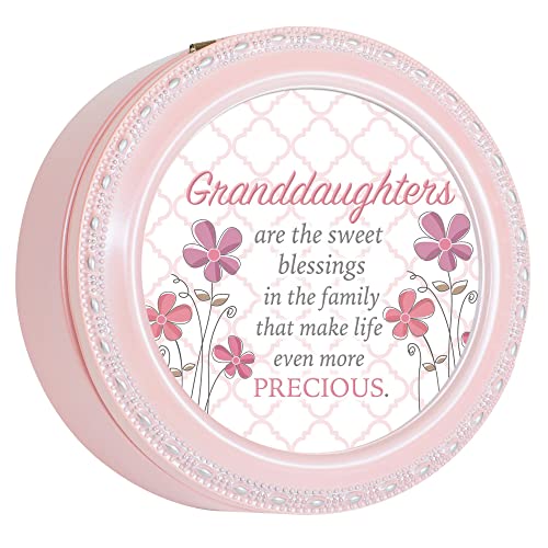 Cottage Garden Granddaughters Sweet Blessings Black Rope Trim Round Jewelry Music Box Plays You are My Sunshine