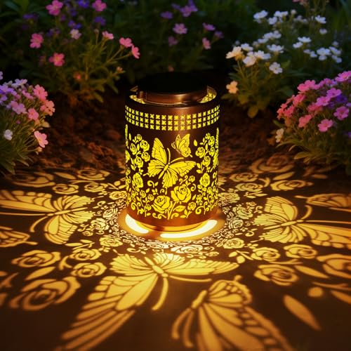 ZKLILI Solar Lanterns Outdoor Butterfly Garden Decor Gifts for Women Mom Grandma Hanging Solar Lights Metal Garden Decoration for Yard, Patio, Backyard, Porch for Gift - style: Butterfly