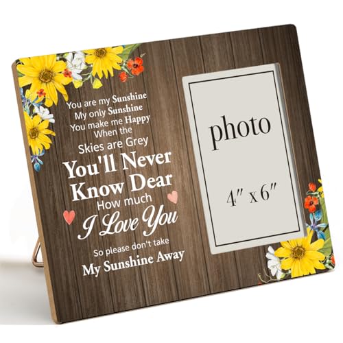 Dumyum You Are My Sunshine Wood Photo Frame Gifts for Mom Grandma Nana Wife | Sunshine Gifts for Women Friends, 8 x 10 Picture Frame for 4 x 6 Inches Photo - color: You