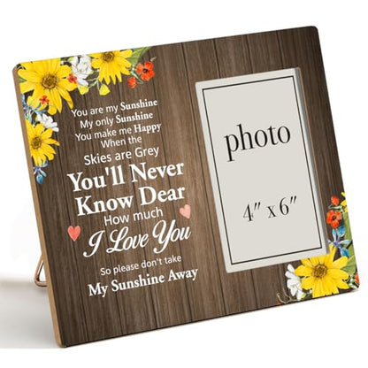Dumyum You Are My Sunshine Wood Photo Frame Gifts for Mom Grandma Nana Wife | Sunshine Gifts for Women Friends, 8 x 10 Picture Frame for 4 x 6 Inches Photo - color: You