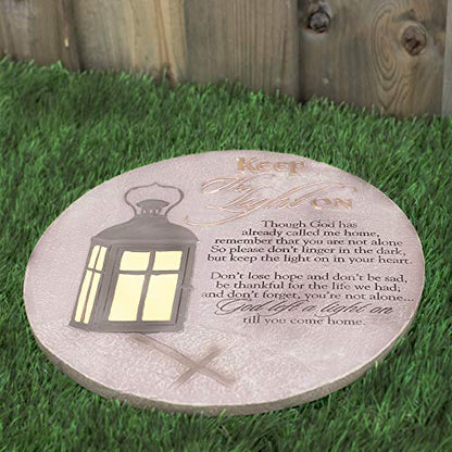 Dicksons Keep the Light On Lantern 10 x 10 Inch Resin Stone Indoor Outdoor Garden Stepping Stone