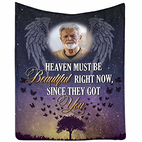 InterestPrint Personalized in Loving Memory Blanket, Heaven Must be Beautiful Right Now Since They got You Blanket Throws for Bed - color: Multi 26, size: 30 x 40 Inches