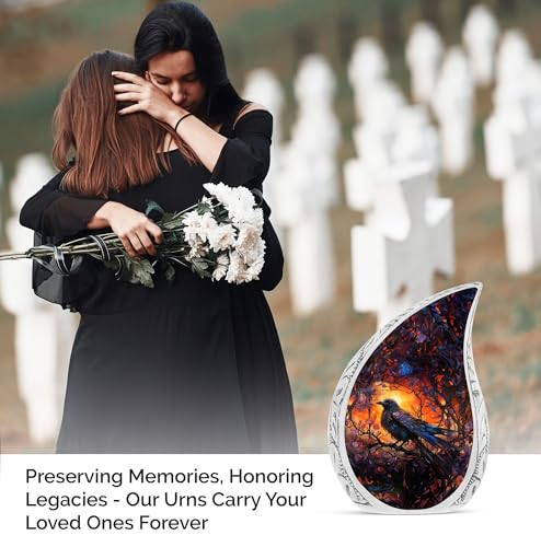 Raven's Mystical Roost - Teardrop Cremation Keepsakes for Ashes - Small Urn - Miniature Urns for Human Ashes - Burial Urns for Adult Human Ashes - Decorative Urn - Keepsake Urn, 3 Inch, 2Pcs - size: Keepsake-2