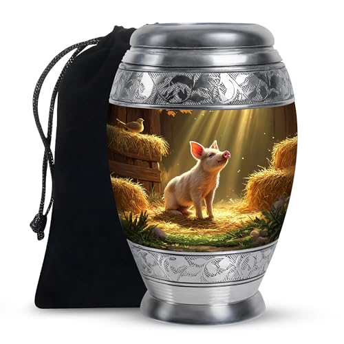 Pig Cremation Urns for Human Ashes Men Remains | Brown Funeral Urns For Human Ashes Adult Women - Sunrays Large Urn For Mom And Dad Remains 10 Inch - color: Pig-4, size: 10 Inch