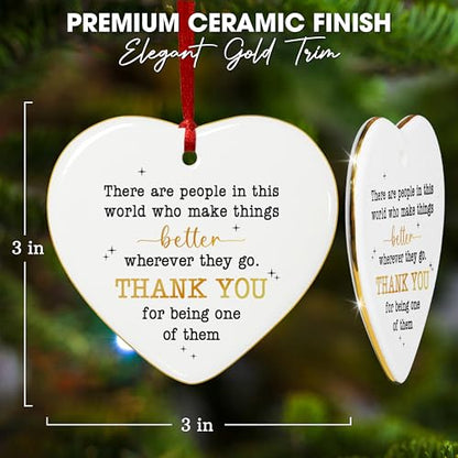 TEEZWONDER Thank You Gifts for Women Men - Ceramic Christmas Ornaments 2026 - color: White - Thank You Gold