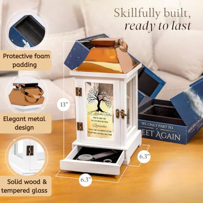 Memorial Lantern with Photo Frame & Keepsake Drawer | Sympathy Gifts for Loss of Loved One, Mom, Dad, Husband, Father | Bereavement Memorial Gifts | LED Candle with Timer | Grief Gifts by STILLWIND - color: Family Tree / Copper