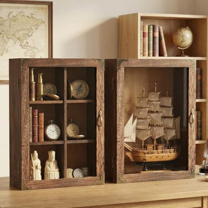 Shadow Box Frame 12x16, 4.7 inches deep, Display Case with Removable Shelves & 6 Compartments, Large Memory Box for Photos, Keepsakes, Wedding, Collectibles - color: 11x16 Carbonized