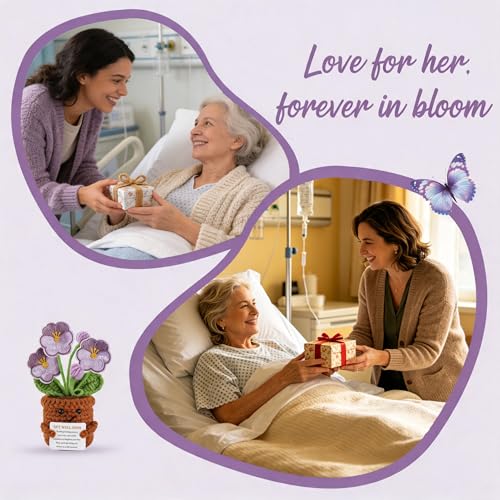 Get Well Soon Gifts for Women After Surgery Recoverry Cancer Care-Fell Better Gift Crochet Flower-Healing Gifts for People in Hospital - color: Get Well Soon