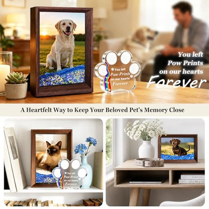 Dog Memorial Gifts for Loss of Dog Sympathy Gift - Personalized Pet Picture Frame 4x6【w/ Rainbow Bridge Ornament & Name Stickers & Sympathy Card】- Ideal Dogs Passing Away Gifts for Friends & Family