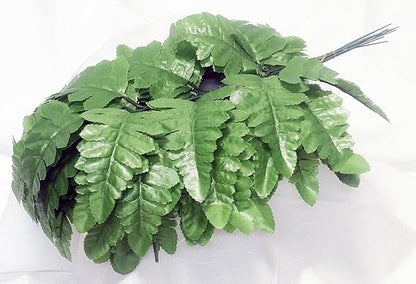 2 Pack 12 Inch Wire Headstone Saddle with Foam Attached Plus! 24 Sprays Green Leather Fern Artificial Silk Leaves 16" Made in the USA