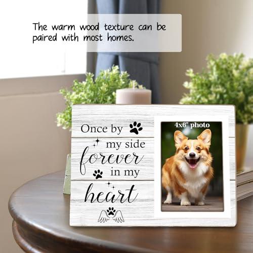 Memorial Picture Frame, Dog and Cat Memorial Photo Frame, Pet Memorial Gifts Photo Frame for Loss of Pet Sympathy Keepsake Gifts, Forever In My Heart