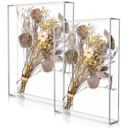 Barydat 2 Pcs 11'' x 14'' Acrylic Shadow Boxes Display Cases, Shadow Box DIY Frame Clear Acrylic Display Cases Wedding Memory Dried Flower Container Picture Photo Frame for Valentine Day Wedding - size: 11 x 14''