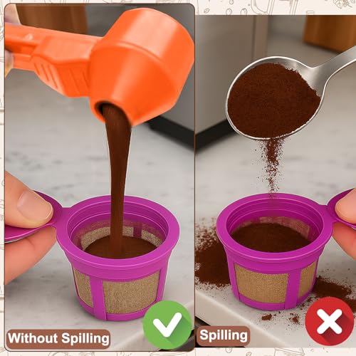 Palksky Coffee Scoop & Funnel for Reusable K Cup Refillable Coffee Pods,2 Tablespoon Coffee Measuring coffee Scooper,1PCS(Orange) - color: Orange