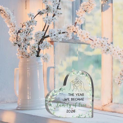Newborn Gifts for Women Men, Heartwarming Newborn Keepsake for Mom Dad New Parents, 2026 Pregnancy Announcement Keepsake Plaque Desk Shelf Nursery Sign - style: Family of tree