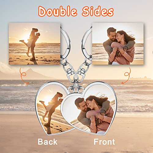Custom Keychain with Picture, Llaveros Personalizados | Custom Text on Back, Keepsake Gift for Couples, Family, Friends, Anniversaries and Pet Memorials - color: Heart