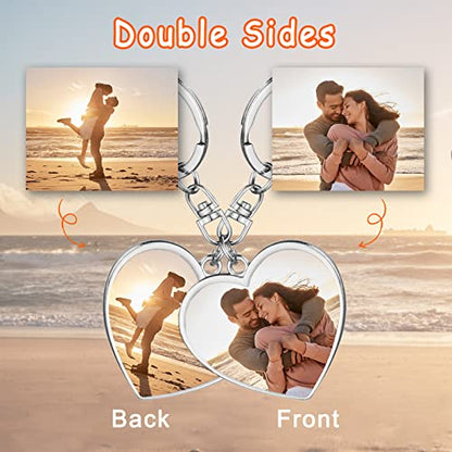 Custom Keychain with Picture, Llaveros Personalizados | Custom Text on Back, Keepsake Gift for Couples, Family, Friends, Anniversaries and Pet Memorials - color: Heart