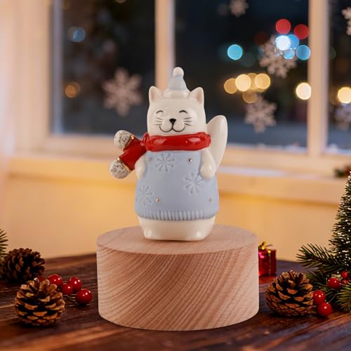Music Box Figurine, Sculpted Hand-Painted Musical Figure Plays You are Jingle Bells Tune Christmas Anniversary, Birthday Gifts for Daughter Son Mom Dad Kids (Cat) - color: Cat
