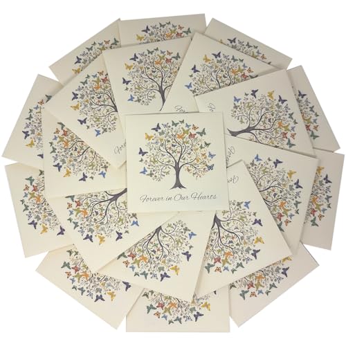 Forget Me Not Seeds - Butterfly Tree of Life Funeral Favors - Prefilled Seed Packets - Ready to Give - Pack of 20 - color: Cream, Yellow, Green, Blue