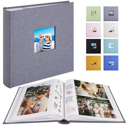 1DOT2 Photo Album with Writing Space, 100 Pages, Linen Cover, Grey - color: Grey